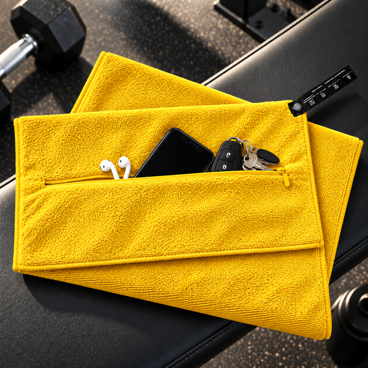 Serviette de Sport Anti-Chute avec Poche Zippée