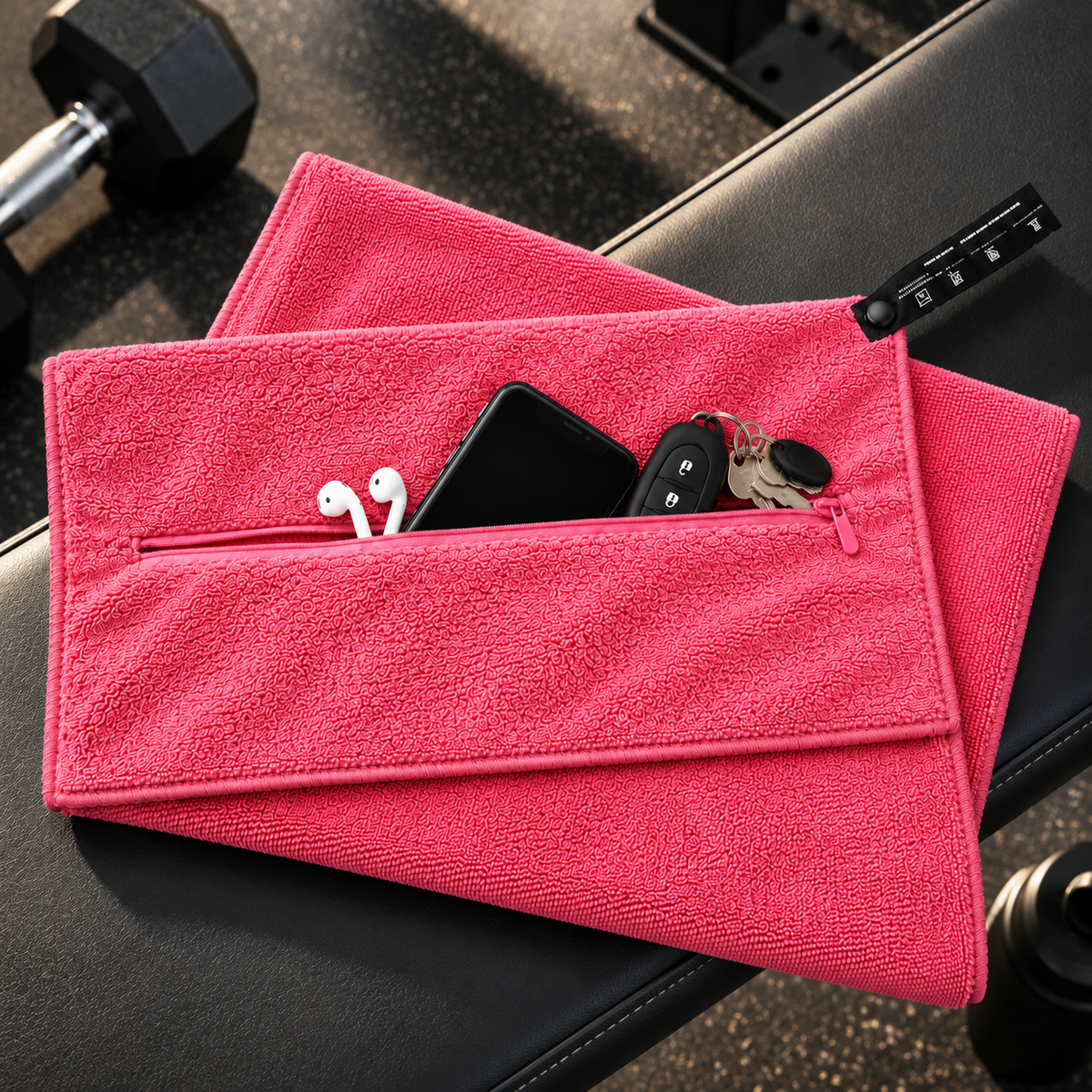 Serviette de Sport Anti-Chute avec Poche Zippée