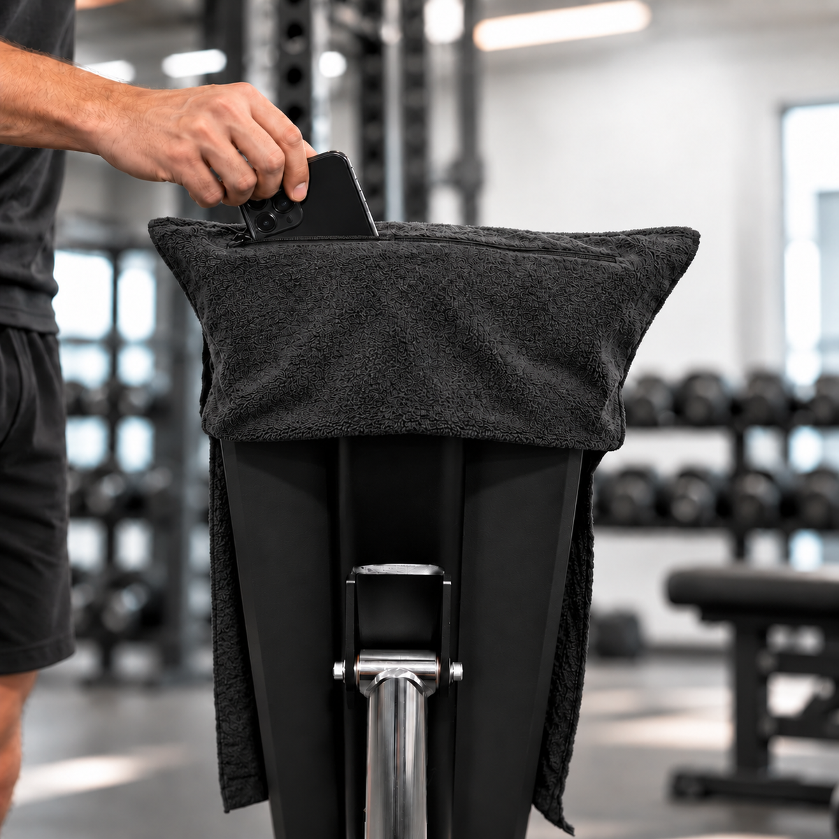 Serviette de Sport Anti-Chute avec Poche Zippée