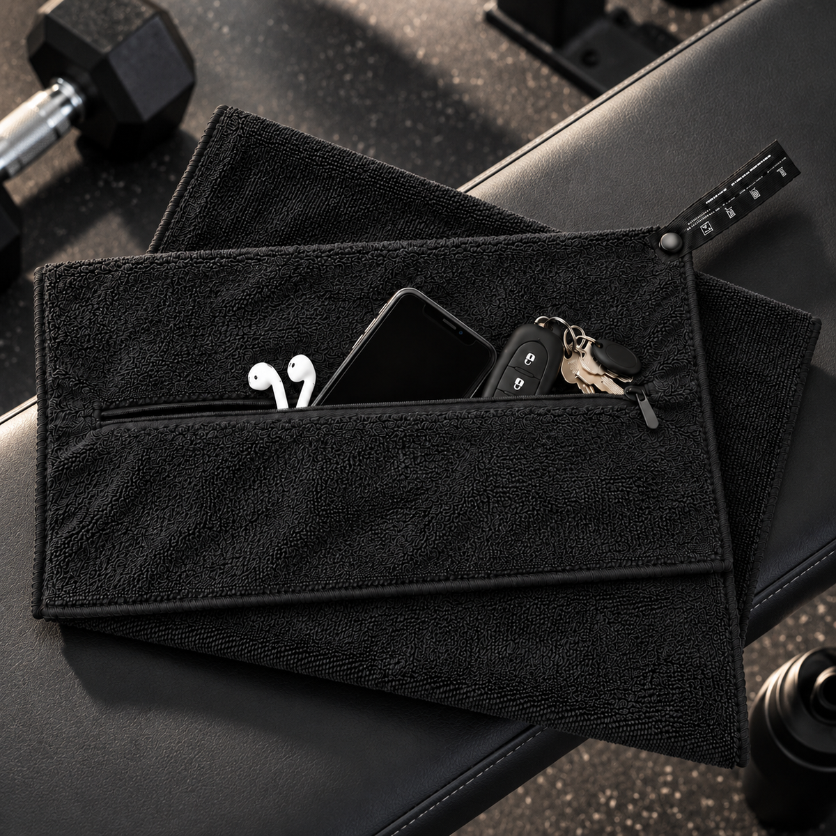 Serviette de Sport Anti-Chute avec Poche Zippée